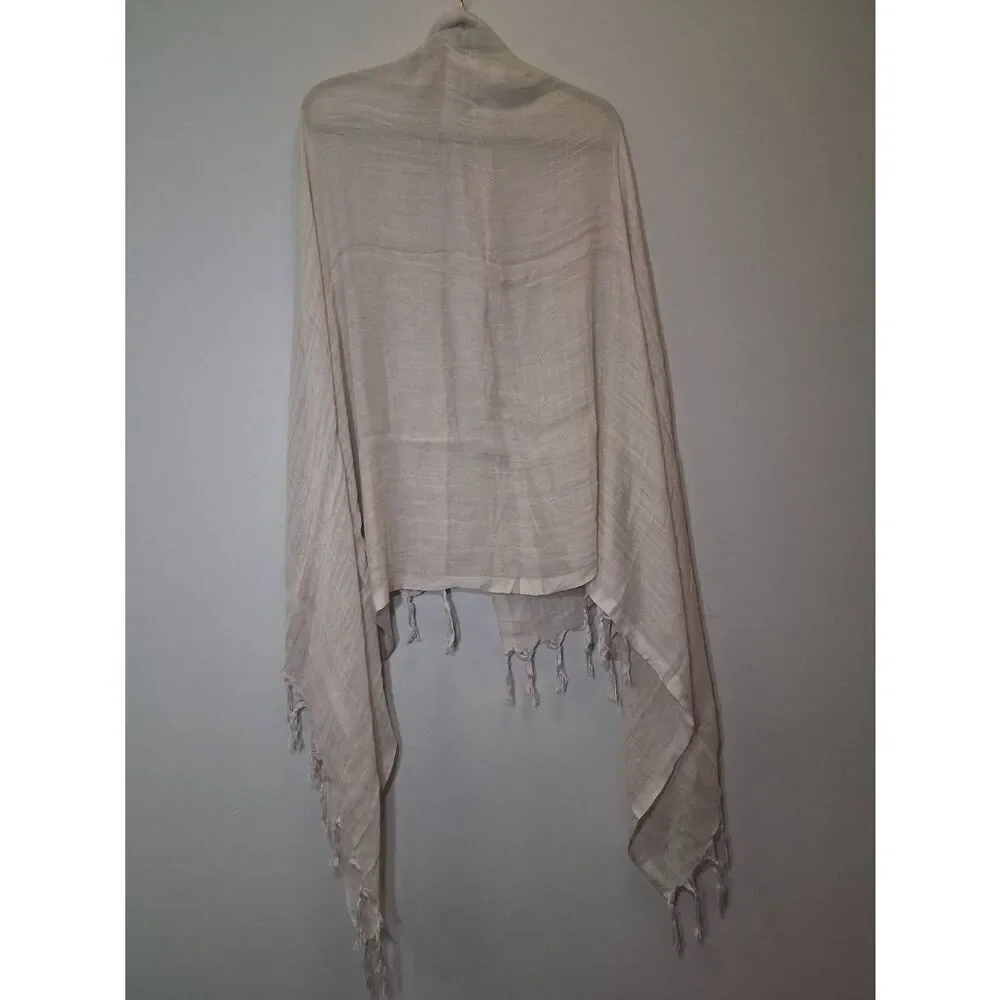 Love quotes womens long gauzy linen scarf beige cream spring summer lightweight